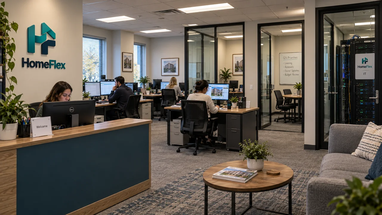 Interior de la oficina de HomeFlex en Palo Alto