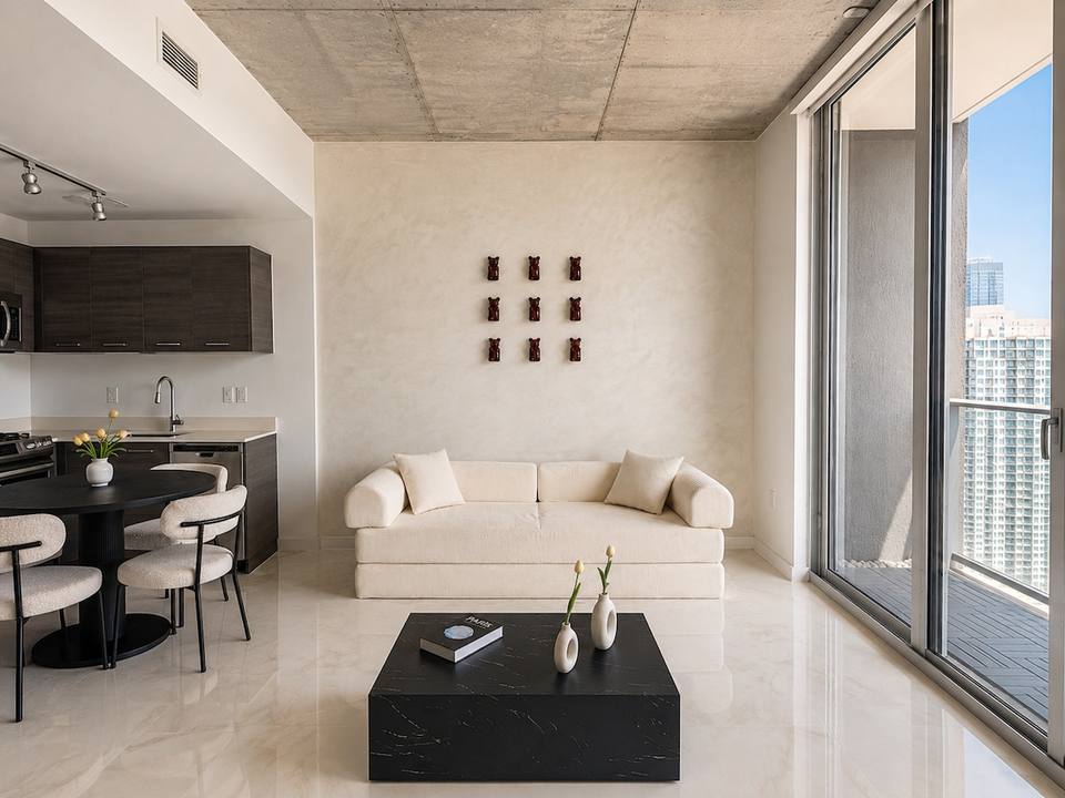 Elegante living con acceso directo al balcón
