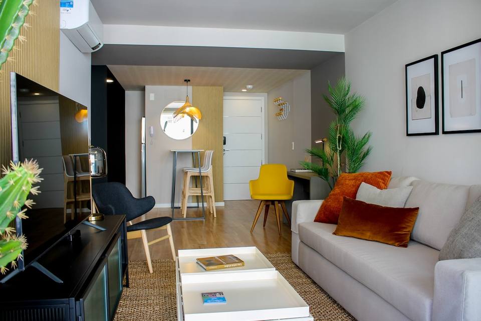 Ambiente integrado con decoración contemporánea