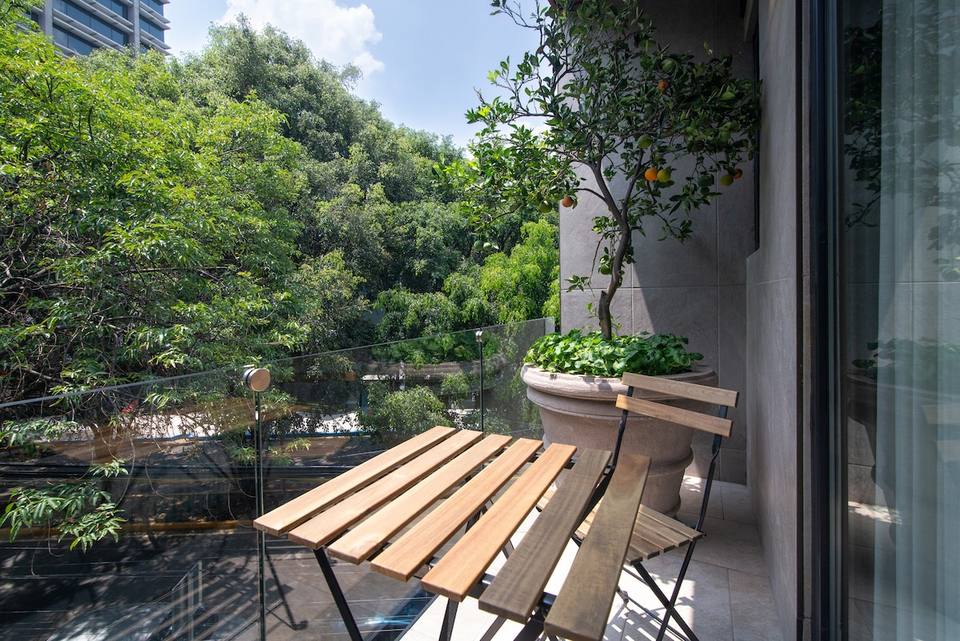 Terraza privada con vistas arboladas
