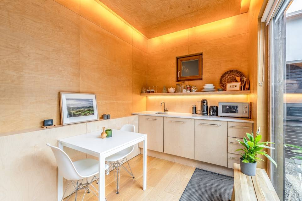 Integrated kitchen and dining area