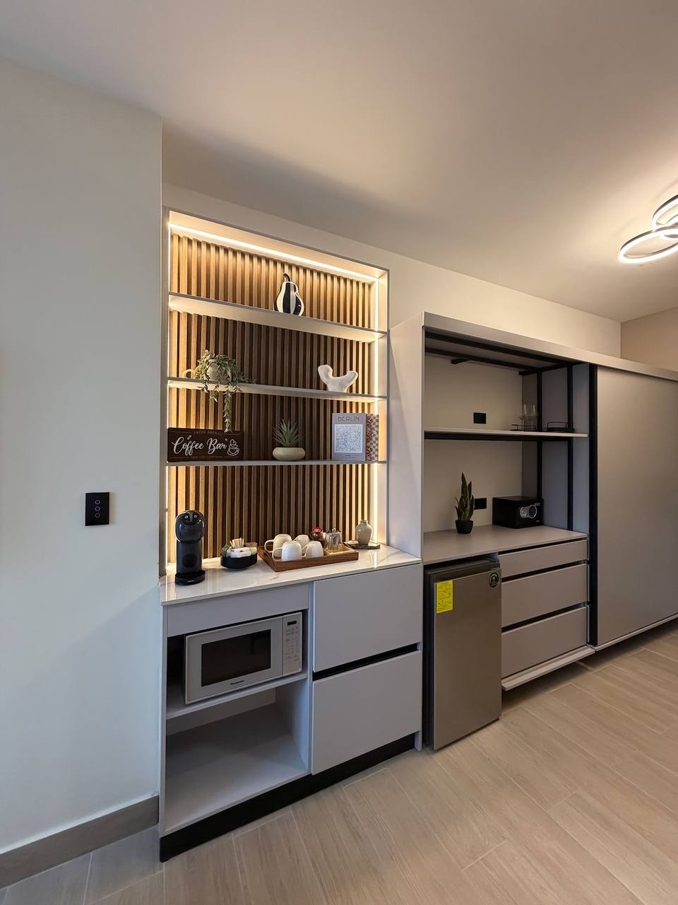 Primary bedroom with modern, minimalist design